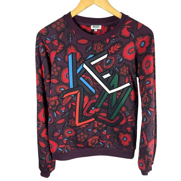 Kenzo Shadow Flowers Long Sleeve Sweatshirt Size XS - Picture 1 of 11